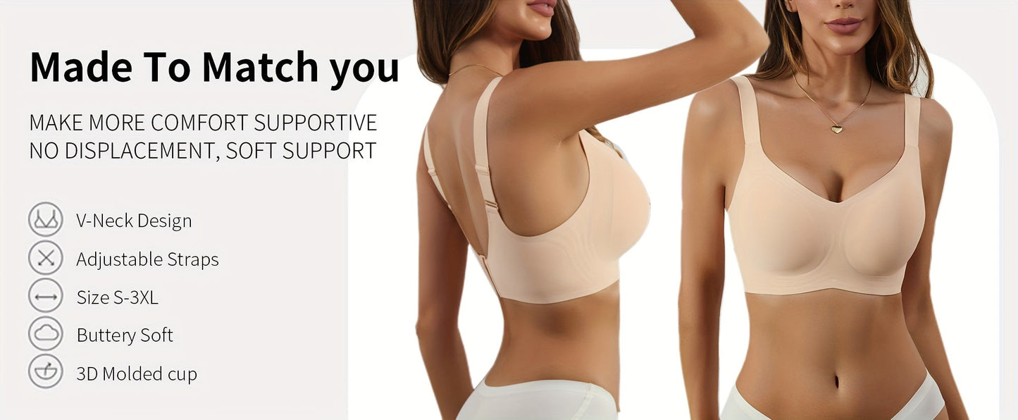 Solid Seamless Wireless Bra, Sporty Anti Sagging Push Up Comfy Bra, Women's Lingerie