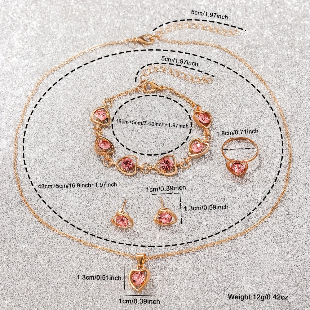 Elegant 6pcs Women's Fashion Quartz Watch Set with Heart Pendant