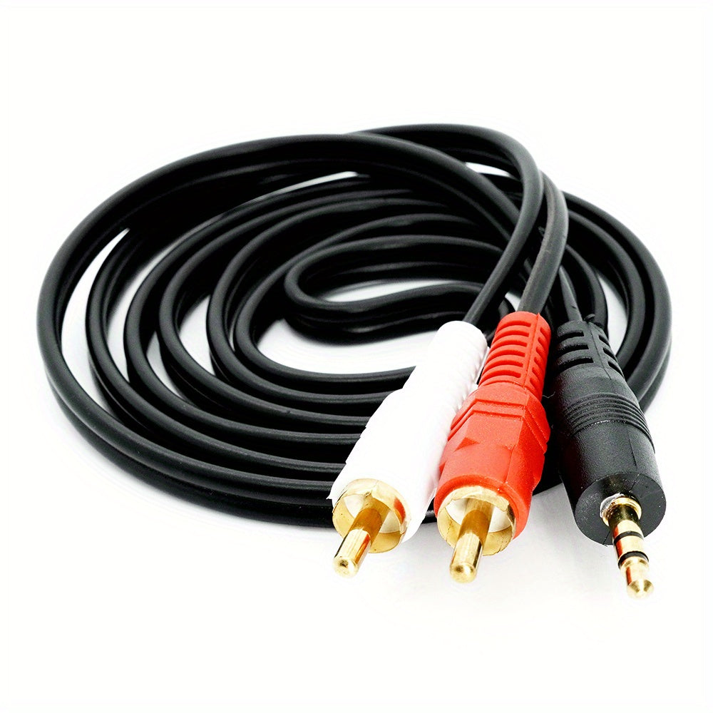 1.5 Meter 3.5mm Audio AUX to 2 RCA Male Stereo AV Adapter Cable for Headphone Speaker Amplifier - Premium Quality Plug Wire for Clear Sound and Easy Connection