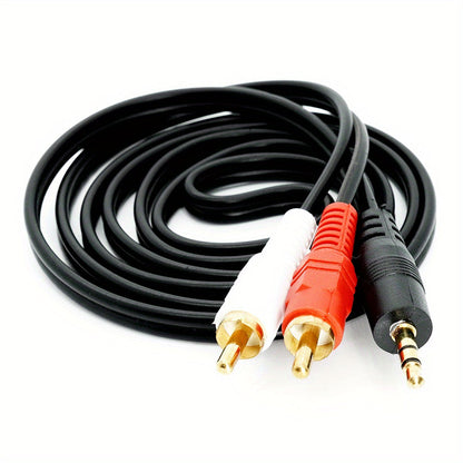 1.5 Meter 3.5mm Audio AUX to 2 RCA Male Stereo AV Adapter Cable for Headphone Speaker Amplifier - Premium Quality Plug Wire for Clear Sound and Easy Connection
