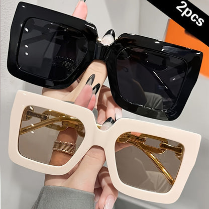 Luxury Oversized Square Fashion Glasses 2pcs