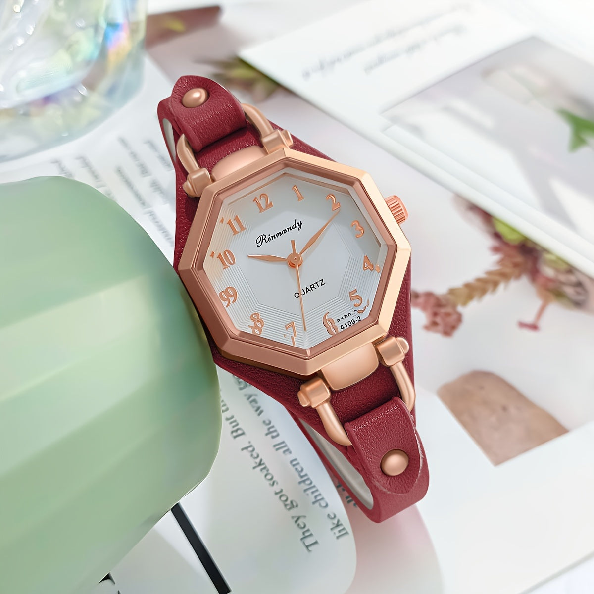 Casual Analog-Digital Women's Wrist Watch with PU Leather Band