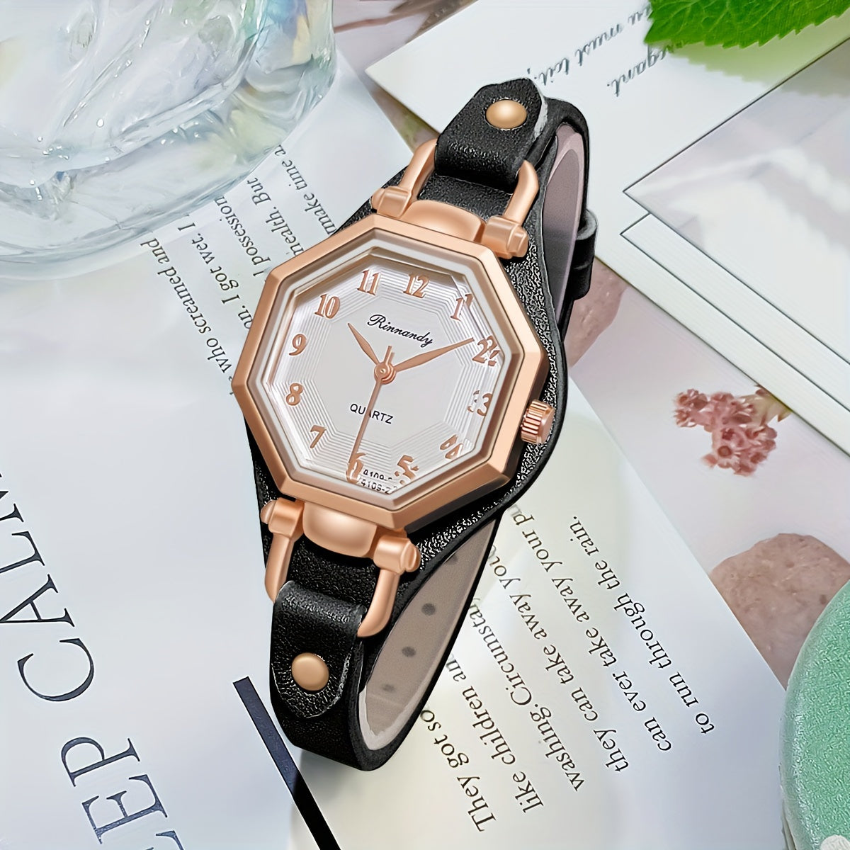 Casual Analog-Digital Women's Wrist Watch with PU Leather Band